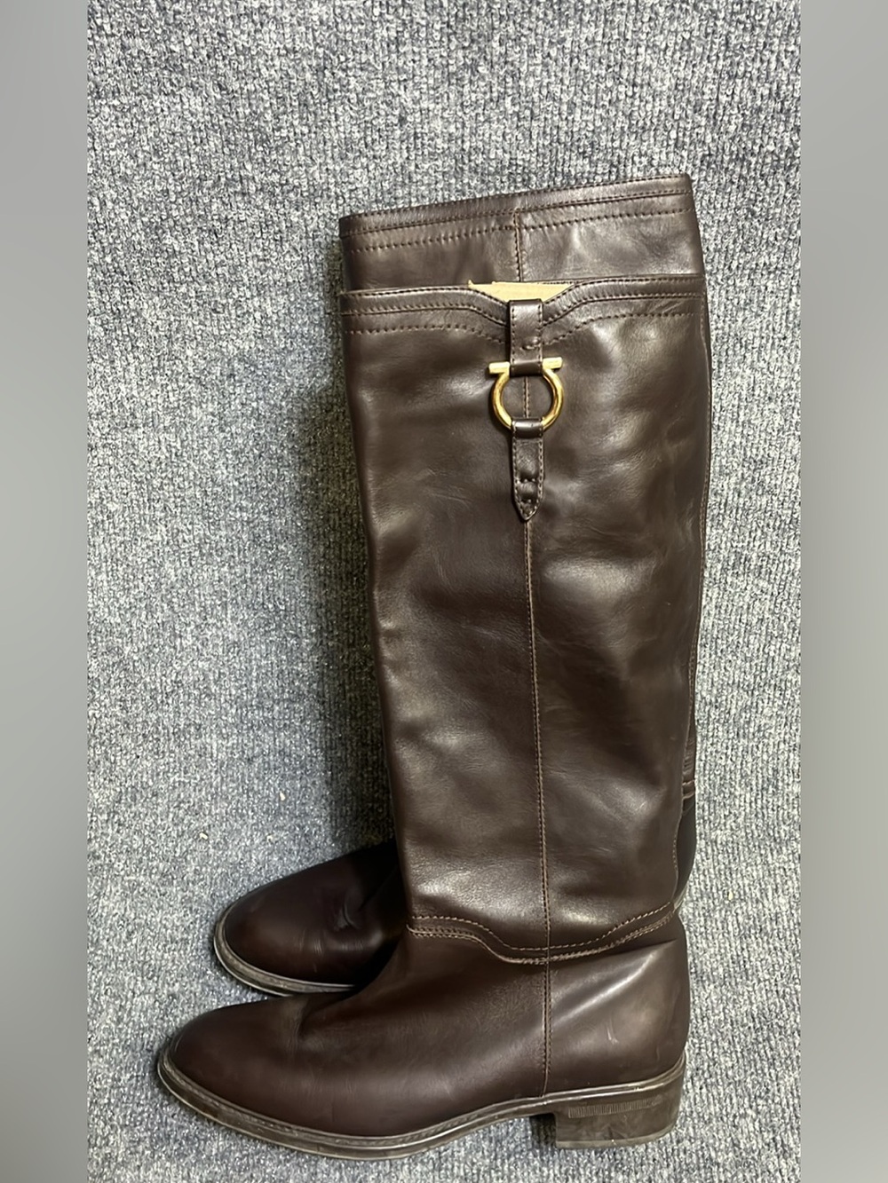 Salvatore Ferragamo Classic Brown Leather Feresa Riding Boots US 10 B EUC - Picture 4 of 10